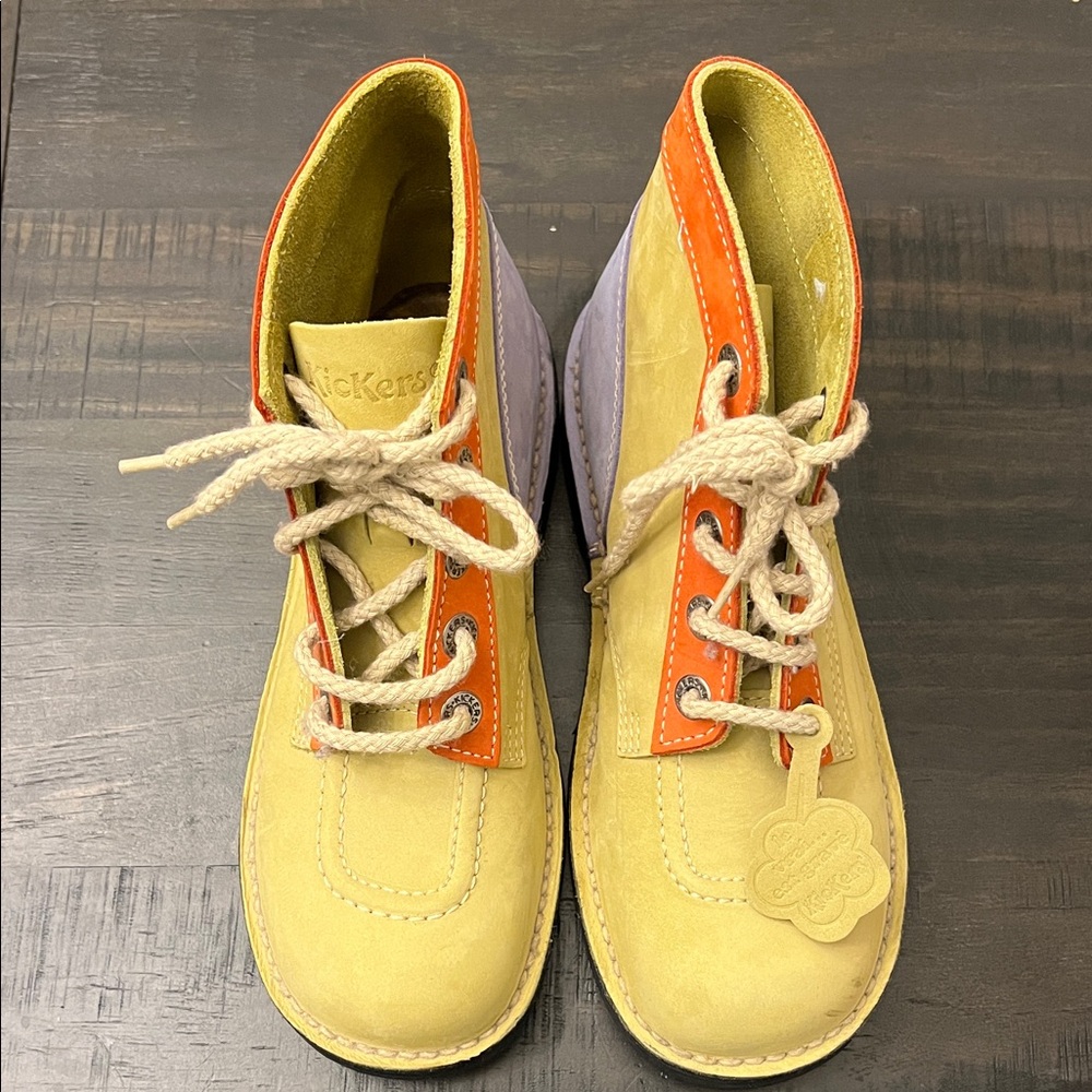 Kickers Kids Boots in Yellow and Orange